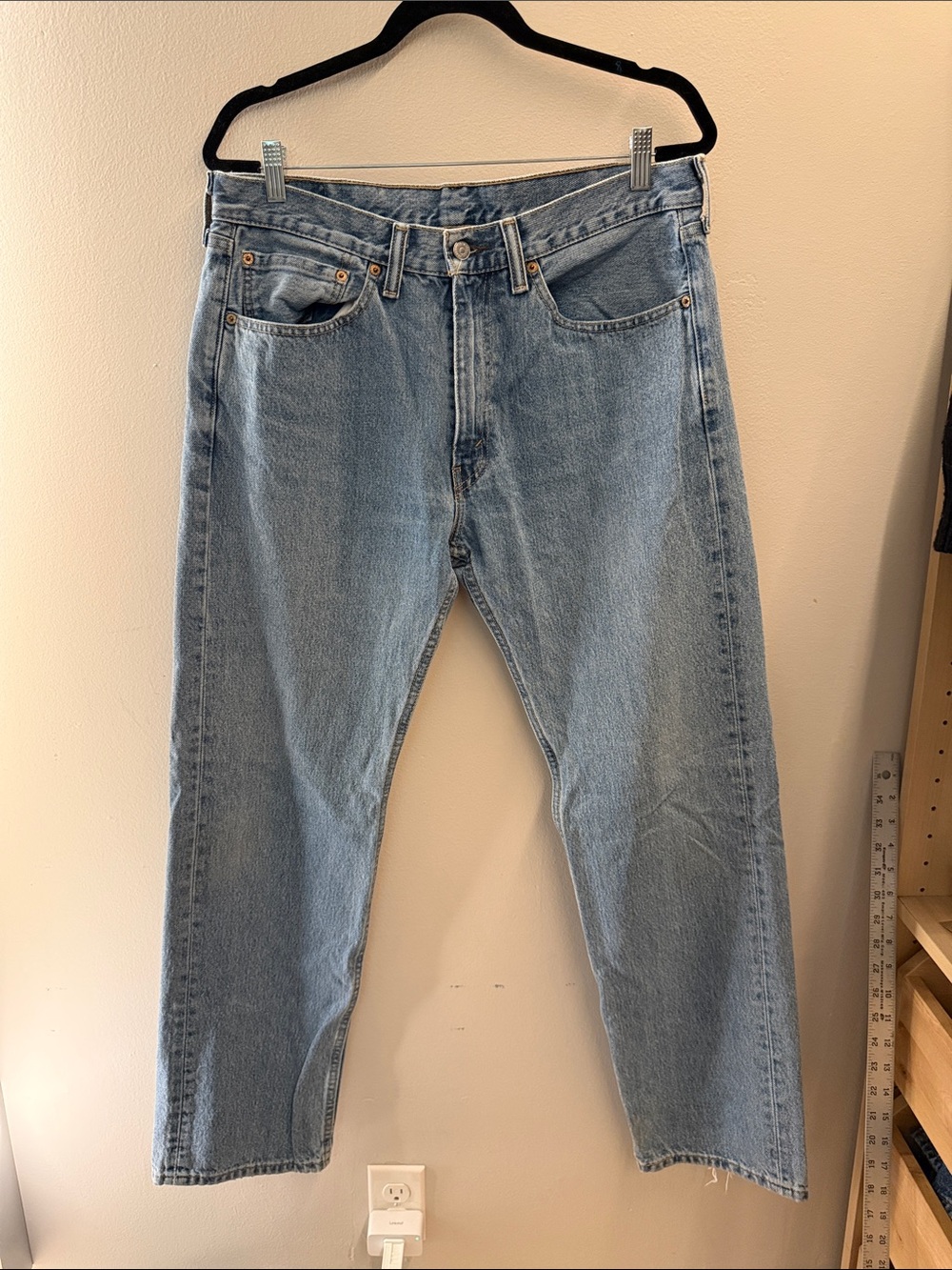 Levi's 505 Size 34 x 32L Light Blue Relaxed Men's Jeans